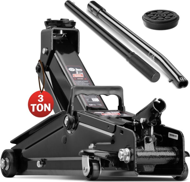 Hydraulischer Wagenheber 3 Tonnen kompakt Tragegriff Roll- und Lenkbar inkl. Gummiauflage Rangierwagenheber - Deuba