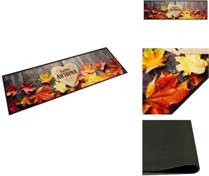 Küchenteppich Waschbar Herbst 45x150 cm Samt - Küchenläufer - Samt - Teppich - Fussmatte - Wohnzimmer