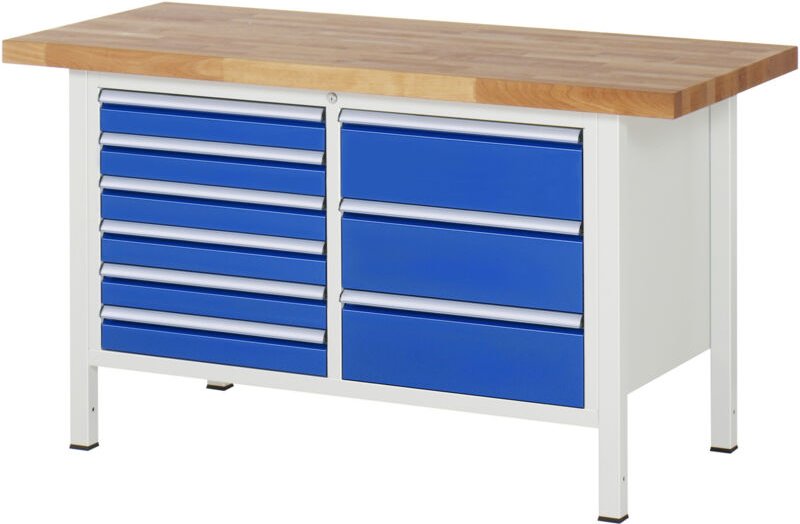 Werkbank höhenverstellbar 8479A2, B1500xT700xH840-1040mm, 8x Schublade-TA - RAU