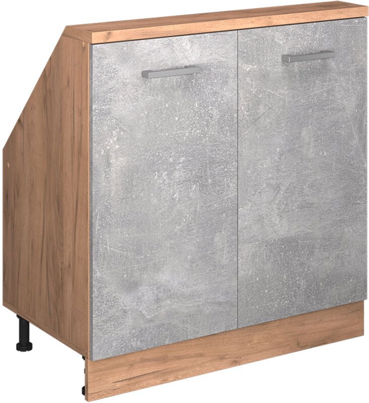 Dachschrägenschrank Rion, Beton/Goldkraft Eiche, mit 2 Türen, Vicco