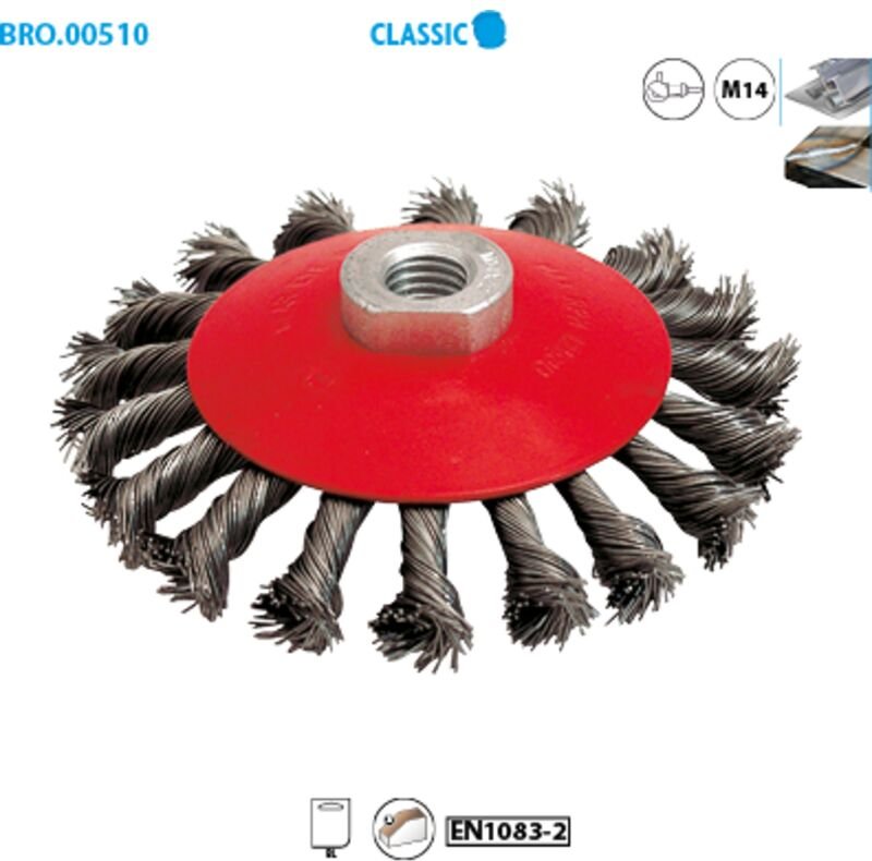 Bürste für Toilettenschüssel mit gedrehtem Stahlseil für Metall Classic ø 115, Seil 0,35, Packung mit 4