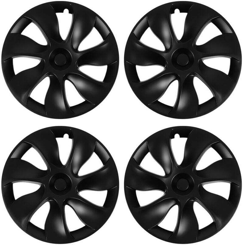 Ulisem 4 Stück 19 Zoll Radkappen Mattschwarz Vollumhüllung Felgenschutz Robuste Ersatzverkleidung für Tesla Model Y 2020...