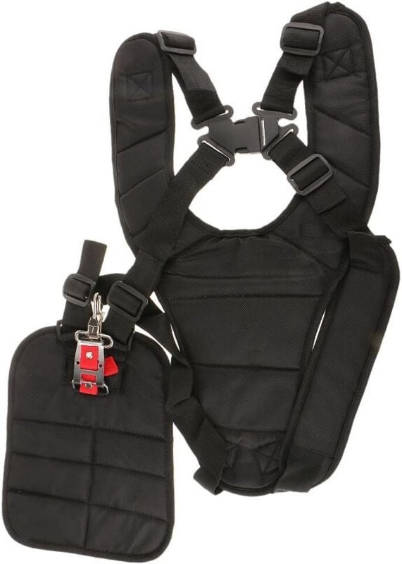 Doppelter Schultergurt, gepolsterter Sicherheitsknopf für STIHL Husqvarna ECHO Freischneider, Rasenmäher