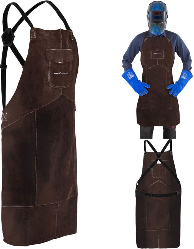 Thumbnail - Schützende Schweißerschürze aus Leder, Größe XL – braun