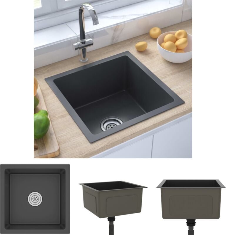 Maison Chic - The Living Store Handgemachte Einbauspüle Schwarz Edelstahl - Küchenspülen & Spülbecken - Schwarz