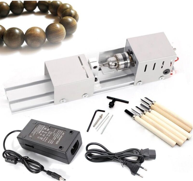 Mini-DIY-Drehmaschine, Metalldrehmaschine, Perlenschleifer, Drehbank Perlenpolierer, Holzbearbeitungswerkzeug, CNC-Bearb...