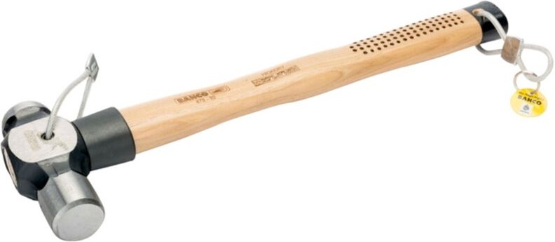 Bahco Schlosserhammer mit Kugelpinne und Drahtschlaufe, Hickory-Stiel, 900 g