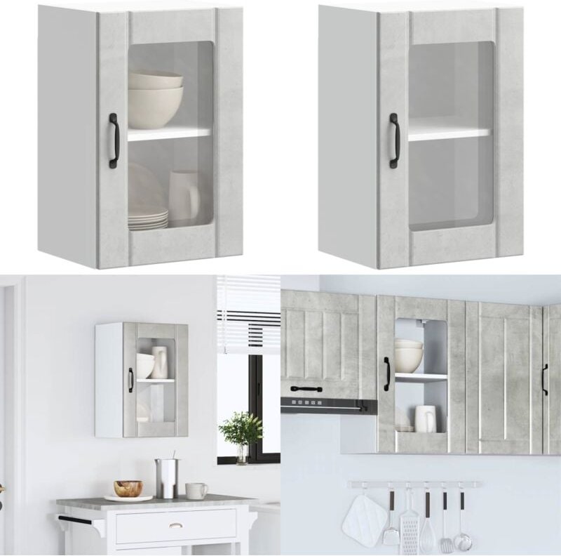Küchen-Hängeschrank mit Glastür Lucca Betongrau - Vidaxl