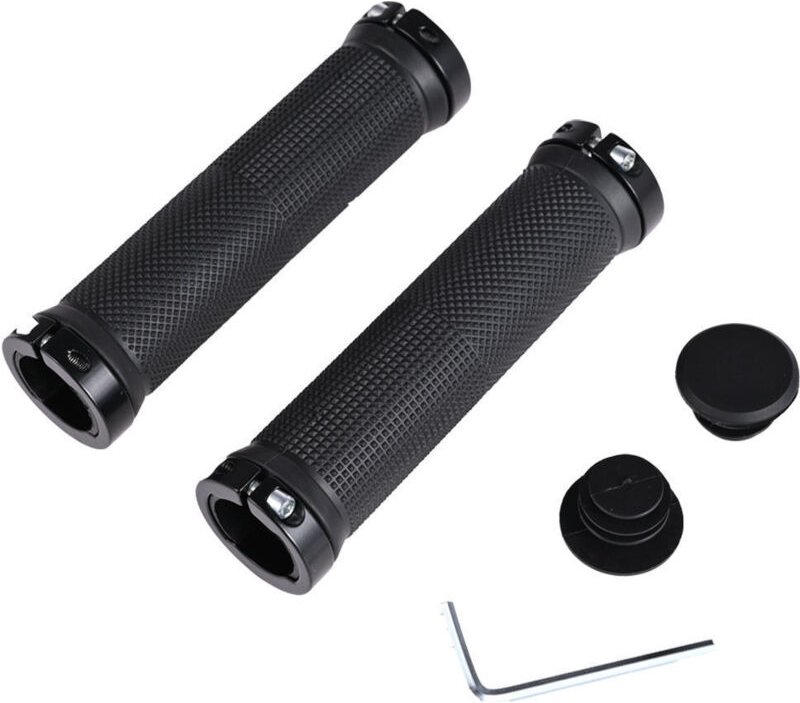 Thumbnail - Sollbry - Stück Lenkergriffe für Fahrrad mtb Double Locking Rubber Grip Radfahrer (Schwarz)
