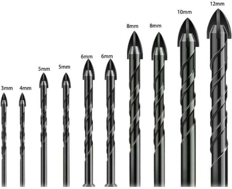10 Stück Fliesenbohrer, Glasbohrer, Glasbohrer, Glasfliesenbohrer, Keramikbohrer, mit Sechskantschaft, zum Bohren von Lö...