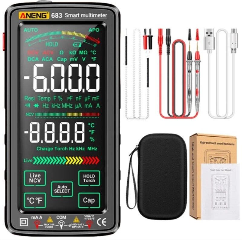 KZQ - Digitalmultimeter, großer Touchscreen, 6000 Zählwerte, wiederaufladbares intelligentes Anti-Burning-Universalmessg...