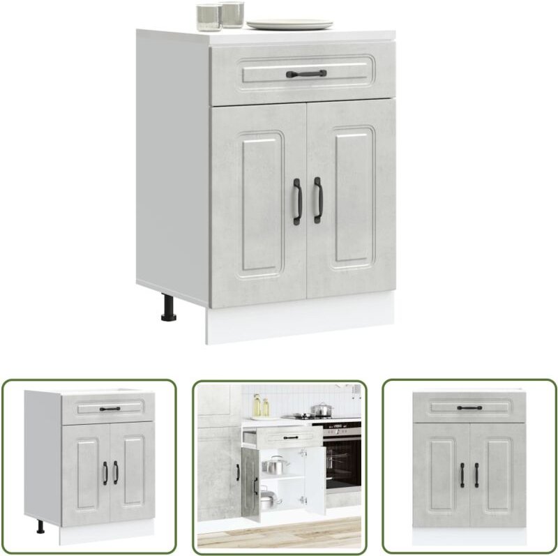 The Living Store - vidaXL Küchenunterschrank Kalmar Betongrau Holzwerkstoff