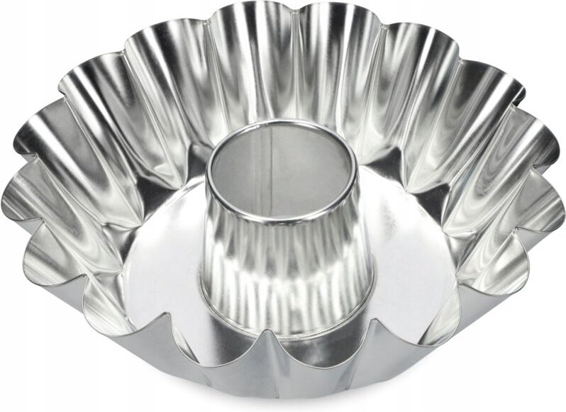 Kadax - Gugelhupfform, Kuchenform aus verzinktem Blech, Backform, 25 cm, Silber