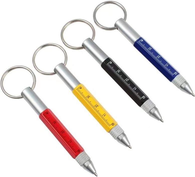 Geschenk für Männer, 6-in-1-Multifunktionsstift, 4-teiliger Multifunktions-Kugelschreiber mit runder Schnalle, nützliche...