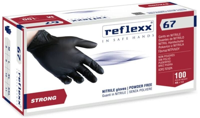 R67 Nitrilhandschuhe ohne Puder, 100 % latexfrei, 5,5 gr, Kat.3, 100 Stück, xxl - Reflexx