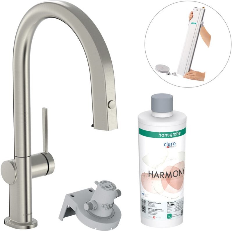 Aqittura M91 - Spültischarmatur ausziehbarem Auslauf und mit Filterfunktion, Edelstahl 76800800 - Hansgrohe