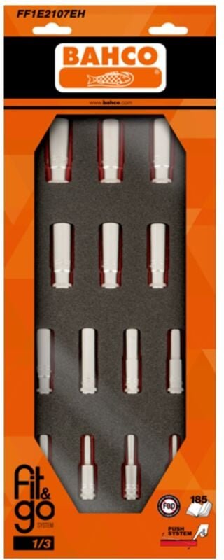 Bahco - Fit&Go 1/3 Schaumstoffeinlage 3/8-Steckschlüsseleinsätze, lang - 14-tlg.