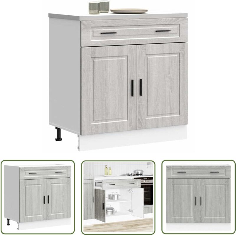 The Living Store - vidaXL Küchenunterschrank Porto Grau Sonoma Holzwerkstoff