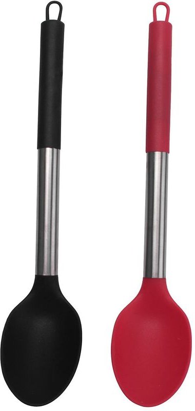 Silikon-Kochlöffel, 2 antihaftbeschichtete, solide Backlöffel, hitzebeständige Küchenutensilien für Löffel