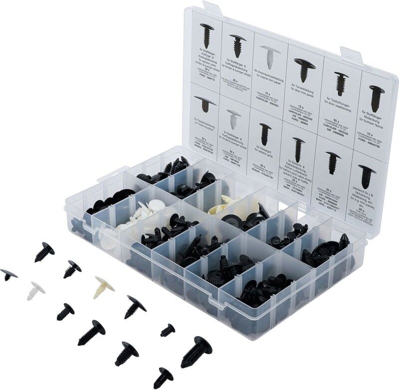 Bgs Technic - Tannenbaumclip-Sortiment für gm, vw, Chrysler, bmw, Nissan, Ford 340-tlg.