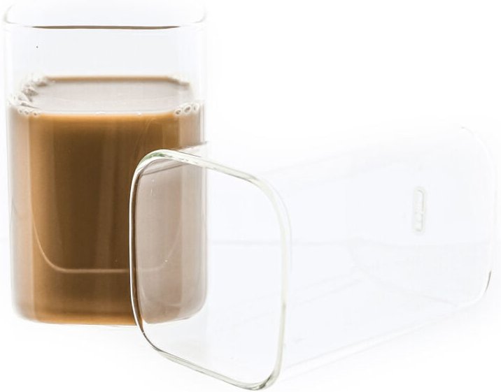 Mulex - 2-Teilig Glas Quadratische Glas Japanische Getränkebecher Borosilikatglas Cocktail, Borosilikatglas, Hitzebestän...