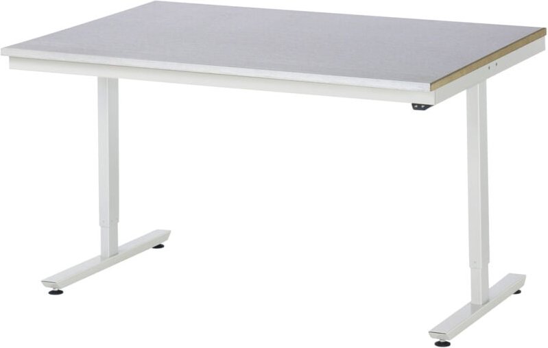 Arbeitstisch adlatus 150 elektrisch höhenverstellbar Arbeitsplatte mit Stahlblechbelag 1500 mm x 1000 mm - RAU