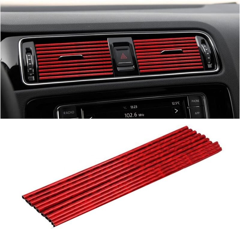 10 Stück Auto Lüftungsschlitz Dekoration,Auto Styling Lüftungsgitter Zierleiste, zubehör, Mehrfarbig Zierstreifen für di...