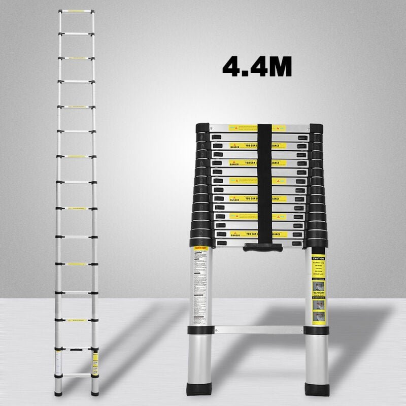 Thumbnail - Swanew Teleskopleiter Alu 4.4m Stehleiter Mehrzweckleiter Alu Anlegeleiter Multifunktionsleiter Ausziehleiter