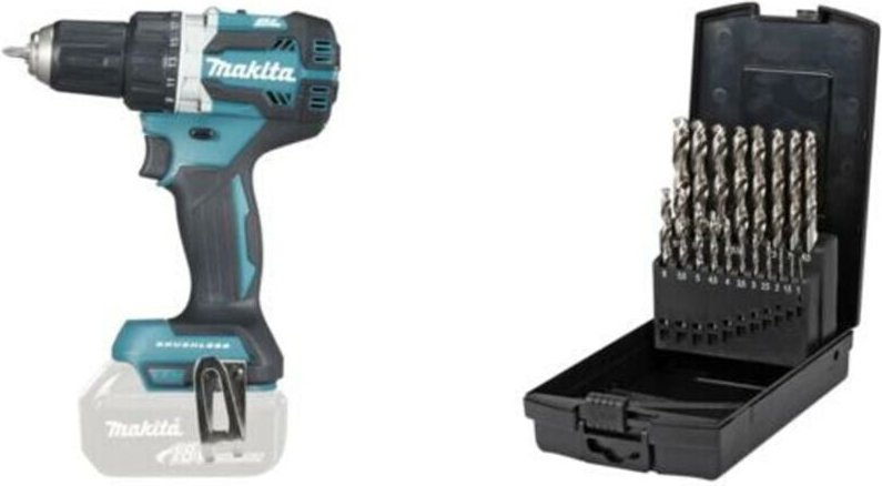 Akku-Bohrschrauber DDF484Z Solo mit 19-teiligem Spiralbohrer-Set - Makita