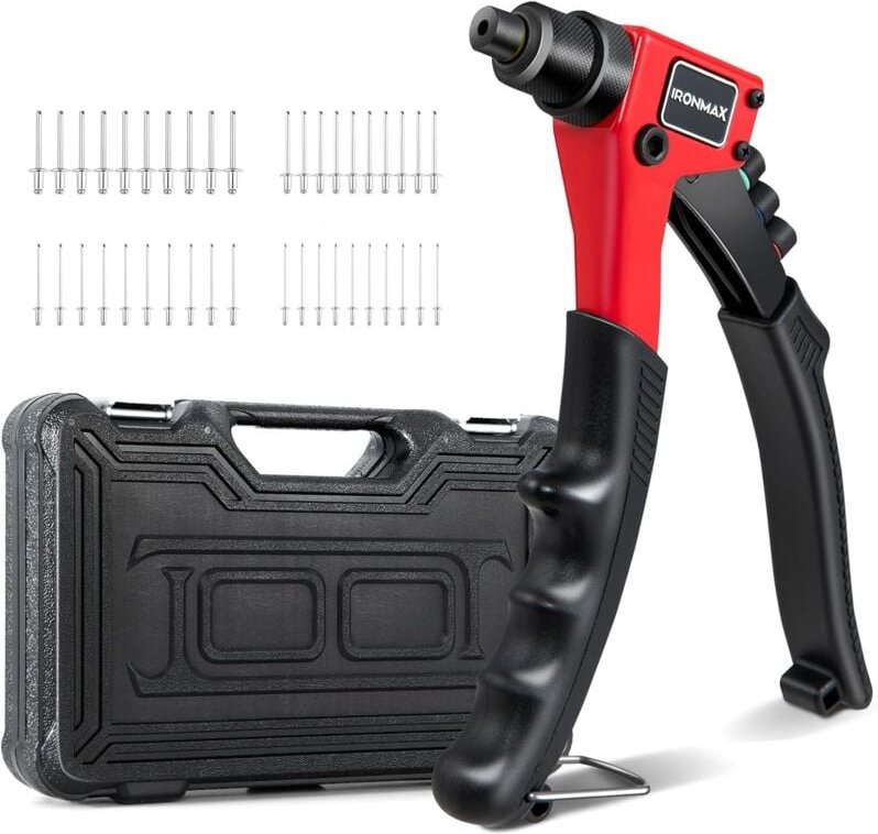 Costway - Nietenzange, Nietzange Set inkl. 200 Nieten in 4 Groessen, 2,4/3,2/4/4,8mm, Handnietzange mit Tragekoffer & 4 ...