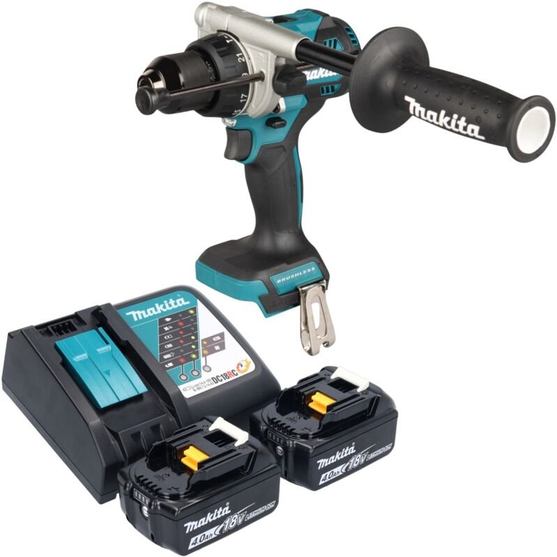 Makita DHP 492 RM Akku Schlagbohrschrauber 18 V 141 Nm Brushless + 2x Akku 4,0 Ah + Ladegerät