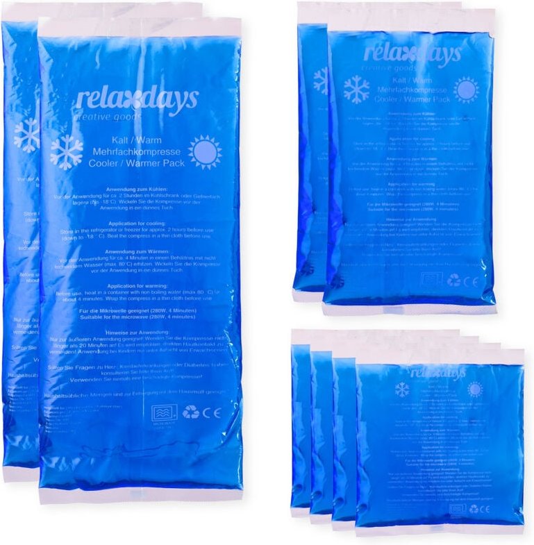 16 x Kühlpads Gel im Set, Erste Hilfe, Kühlpacks wiederverwendbar, 3 Größen, Kalt-Warm Mehrfachkompressen Sport, blau