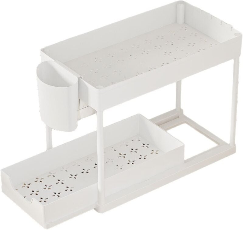 Unterschrank-Aufbewahrung mit 2 Ebenen, Ausziehbare Unterschrank-Organizer-Regalschublade, Multifunktionaler Aufbewahrun...