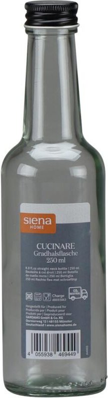 Siena Home - Gradhalsflasche 'Cucinare' 250 ml rund, Verschraubung schwarz