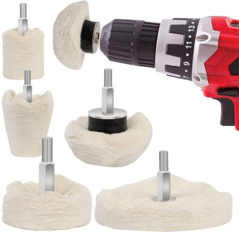 6 Stück Bohrer-Polierpad – Polierscheiben für Metall, Aluminium, Edelstahl, Chrom, Glas und DIY-Projekte – 6 Stück