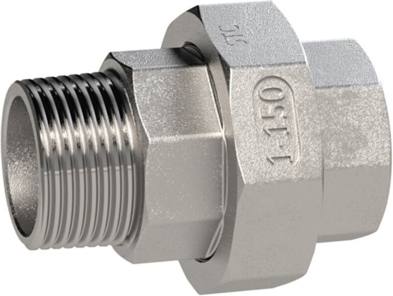 Riegler lösbarer Doppelgewindenippel, flachdich., G 1 1/4, I/A, SW65, ES 1.4408