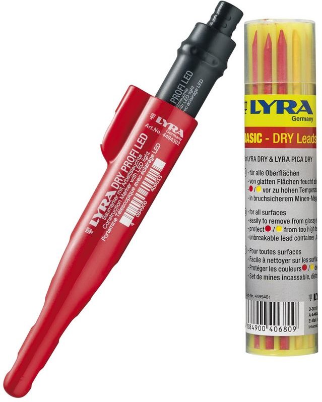 Lyra - Dry Proif led Tieflochmarker Trockenmarker + Ersatzminen graphit/gelb/rot