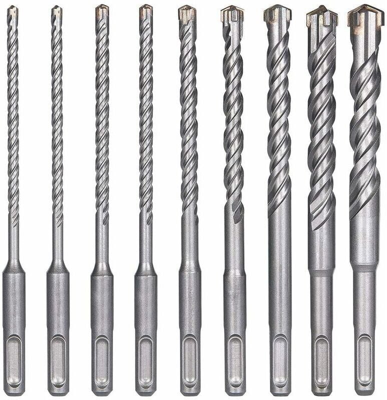 Tigrezy-Betonbohrer, 9 Stück (5 mm, 16 x 160 mm), Fliesenbohrer, elektrischer SDS-Plus-Schlagbohrer für Locher, Kreuzboh...