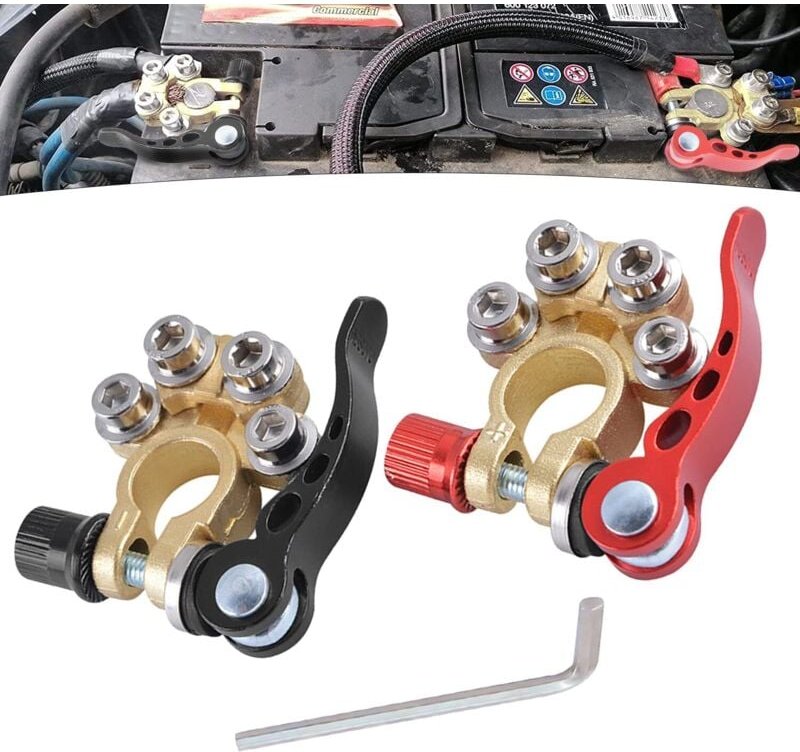 2 Stück Batterieklemmenverbinder, Batterieklemmenenden, Autobatterieklemmen, Batterieanschluss, Schnellklemme, Kupferpla...