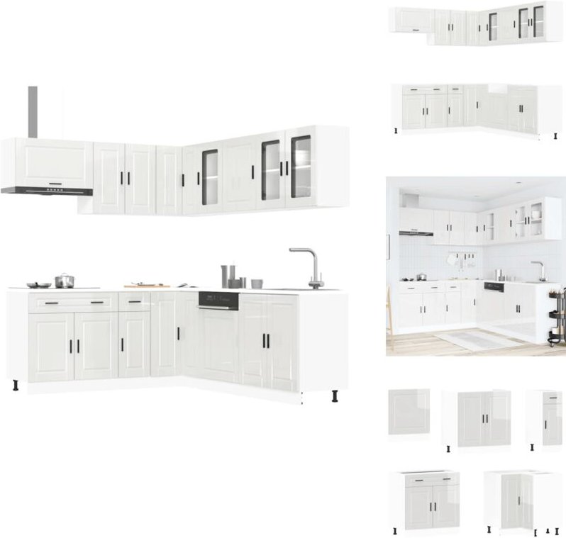 Vidaxl - 11-tlg. Küchenschrank-Set Porto Hochglanz-Weiß Holzwerkstoff - Küchenschrank-Set - Küchenschrank-Sets - Küchenz...