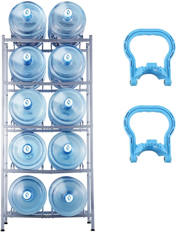 Thumbnail - Mophorn - 5-stufiger Wasserkrughalter, 5-Gallonen-Flaschenregal, zweireihige Aufbewahrung für 10 Flaschen, strapazierfäh...