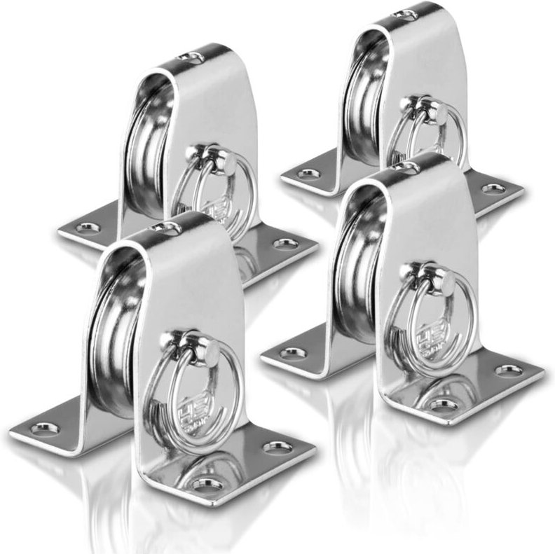 Umlenkrolle Set i Stehblock aus Edelstahl, für max. 6 mm Drahtseil i Seilrolle zum Anschrauben mit Befestigungslöcher, U...