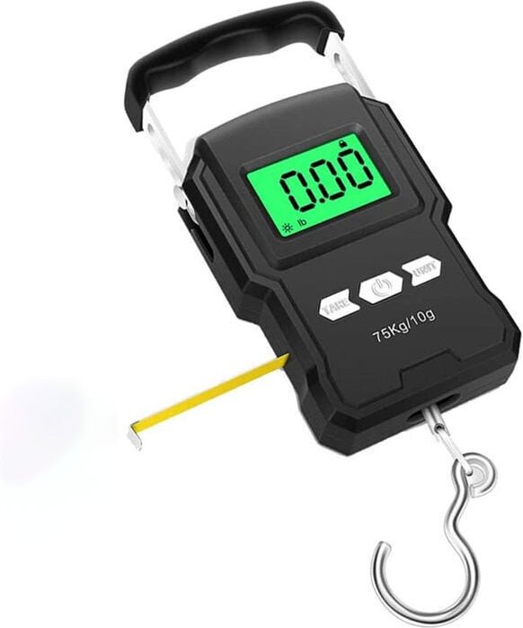 Thumbnail - 165lbs/75kg Angelwaage Hängende Gepäckwaage mit hintergrundbeleuchtetem LCD-Display, Maßband