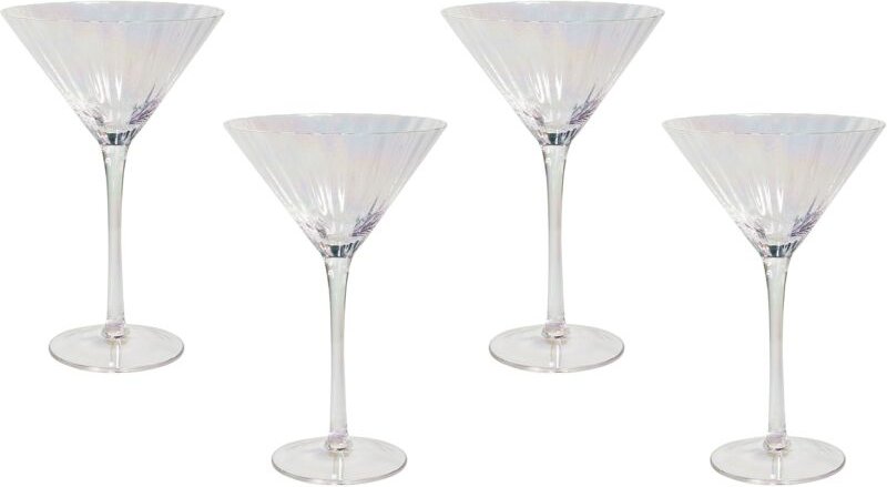 Beliani - Martinigläser 4er Set Transparent Schimmernd Geriffelt 220 ml 22 cl Fassungsvermögen Mundgeblasen Cocktailgläs...