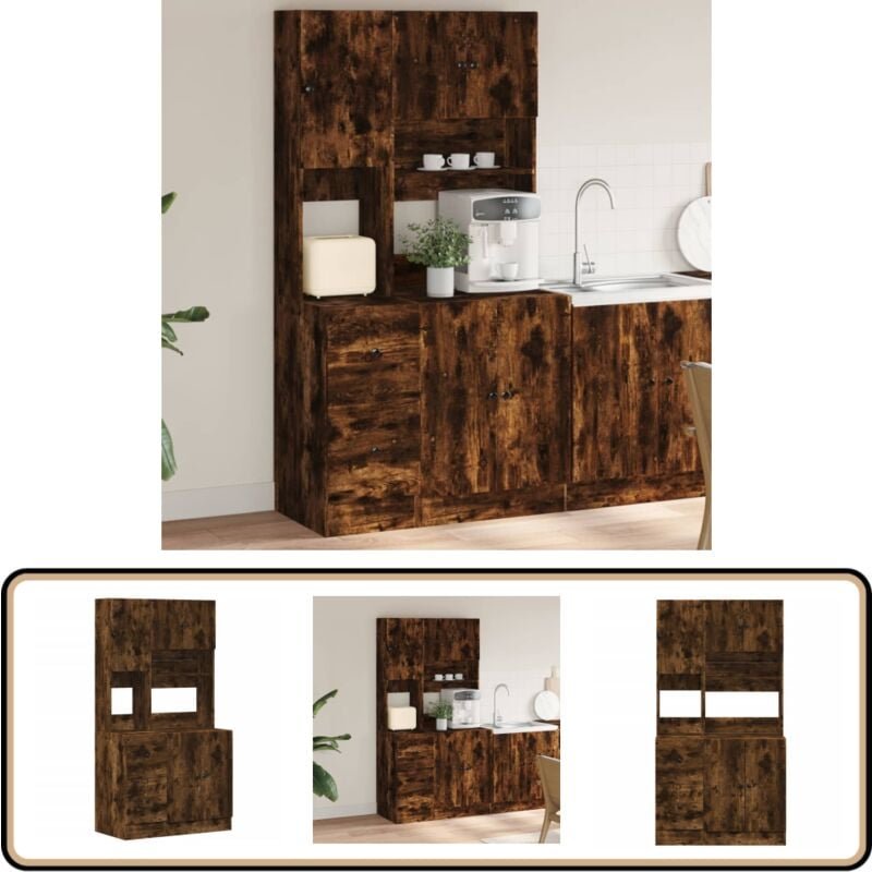 Küchenschrank Räuchereiche 95x50x180 cm Holzwerkstoff - Küchenregal - Holzschrank - Esszimmertisch - Wohnraumorganisatio...