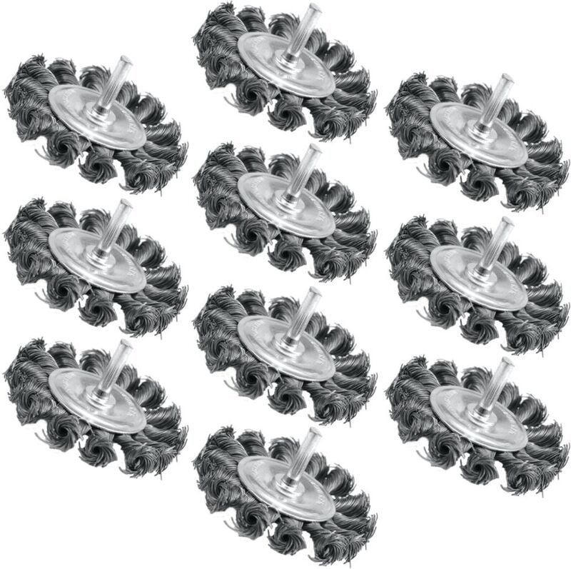 Tooltraders - 10 x Drahtbürste Topfbürste Zopfbürste Bürsten Stahlbürste 75 mm