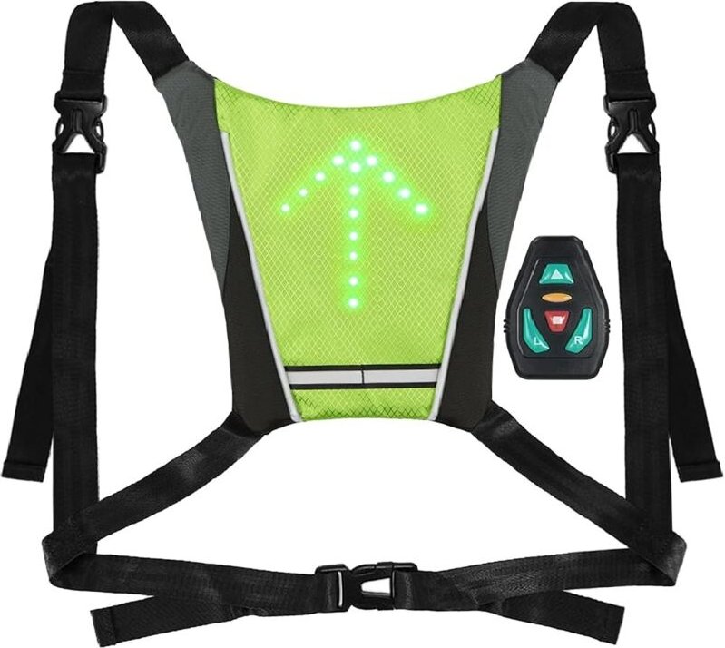 Reflektierende Fahrradweste, reflektierender Rucksack-Befestigungsclip, wiederaufladbar über USB mit LED-Blink-Fernbedie...