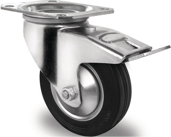 Lenkrolle Rad-D. 80 mm Tragfähigkeit 70 kg mit Totalfeststeller Vollgum - Promat