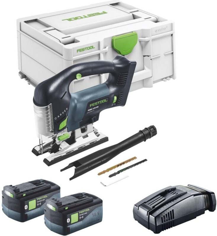 Festool CARVEX PSBC 420 EB-Basic Akku Pendelstichsäge 18 V 120 mm Brushless + 2x Akku 5,0 Ah + Schnellladegerät + Systai...