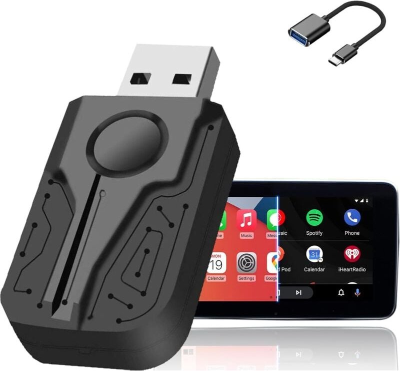 Kabelloser Carplay-USB-Adapter, Android Auto-Adapter, einfaches Plug & Play, kompatibel mit Autos ab 2016 und iPhone And...